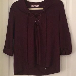 FALLING LOVE micro suede tie-front top